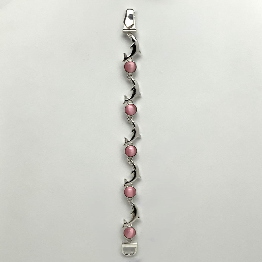 Dolphin w/Stones Magnetic Clasp Bracelet