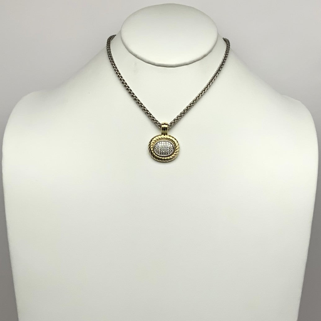 Cubic Zirconia Oval Drop Necklace