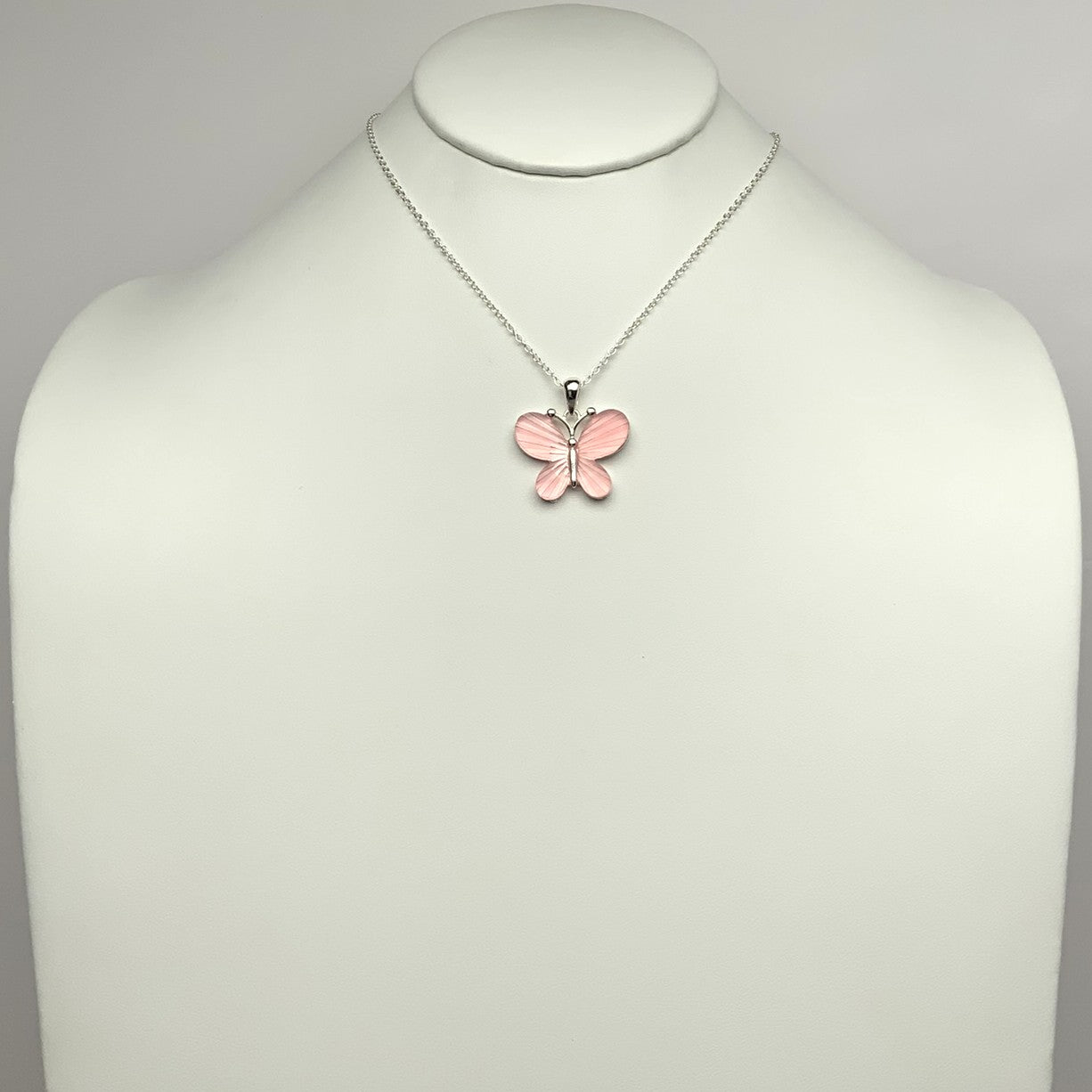 Matte Enamel Butterfly Pendant Necklace