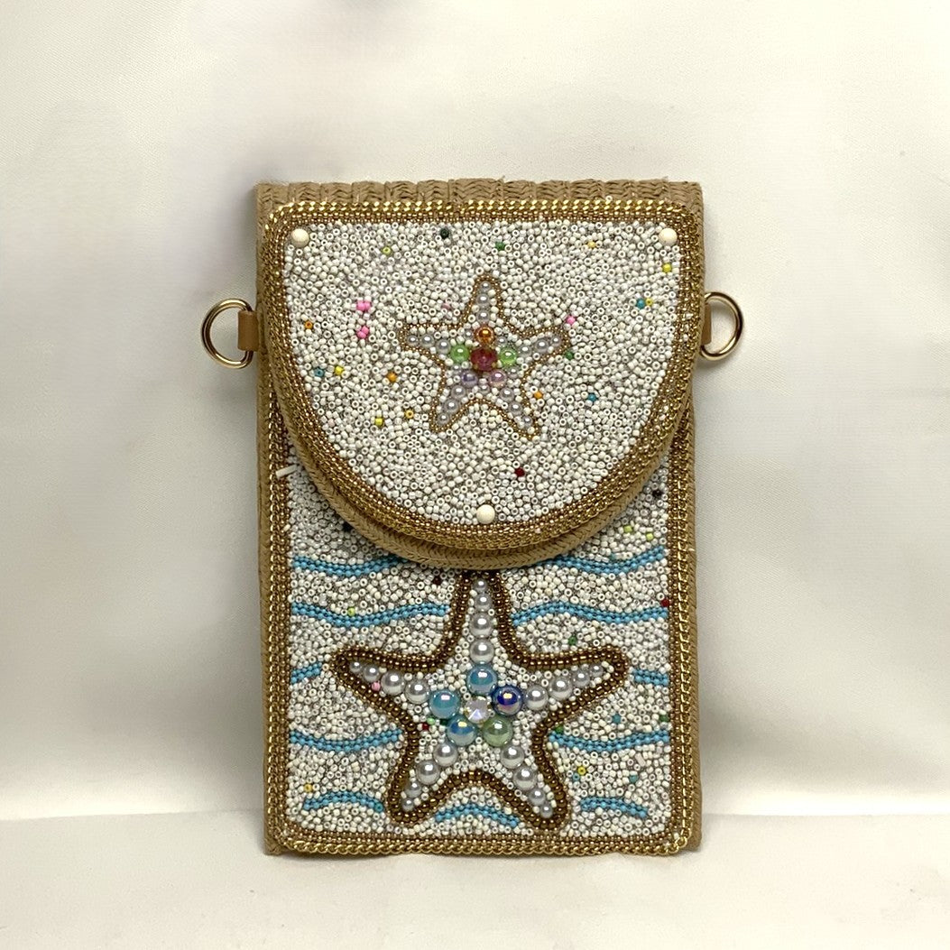 Beaded Starfish Fold-Over Clutch