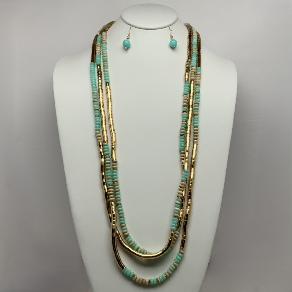 Layered Beaded Boho Style Long Necklace