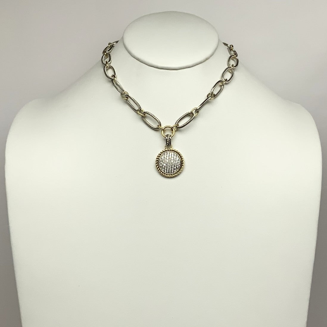 Two-Toned Bling Ribbed Chain Necklace