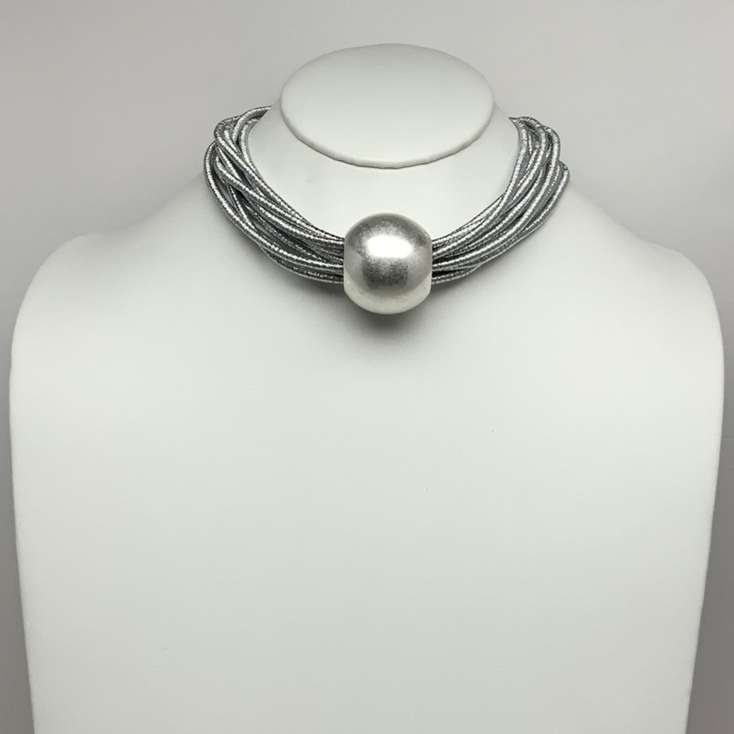 Layered Cord Bead Center Necklace