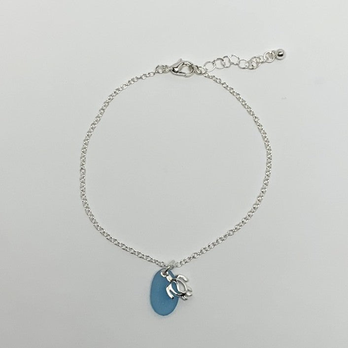 Turtle w/Sea Glass Pendant Anklet