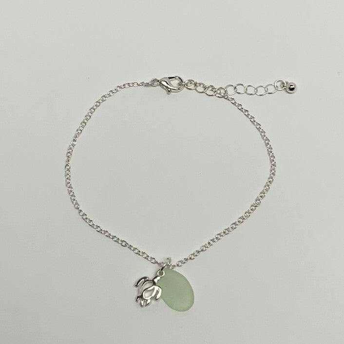 Turtle w/Sea Glass Pendant Anklet