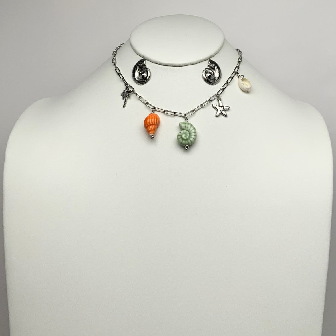 Link Chain Nautical Charm Necklace Set