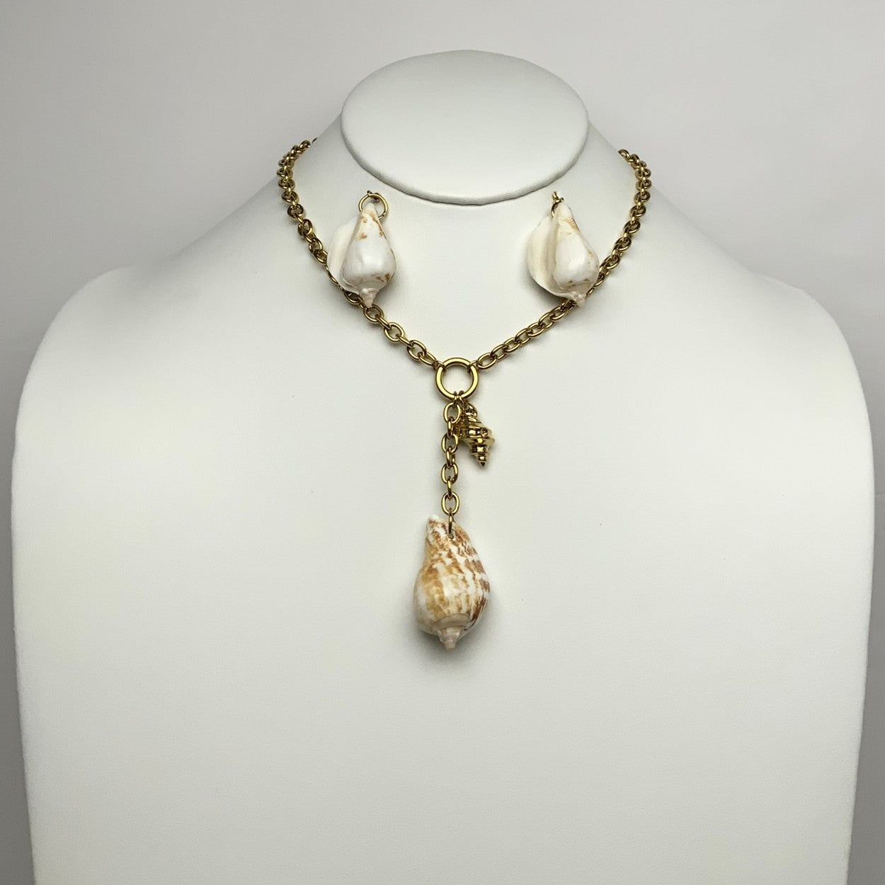 Conch Shell Drop Chain Necklace Set