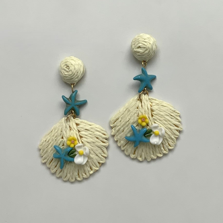 Twine Flower Starfish Charm Earrings