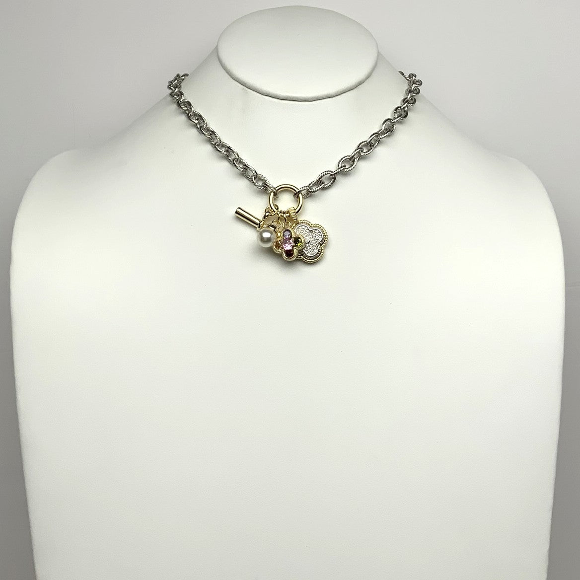 Bling Clover Mixed Pendant Necklace