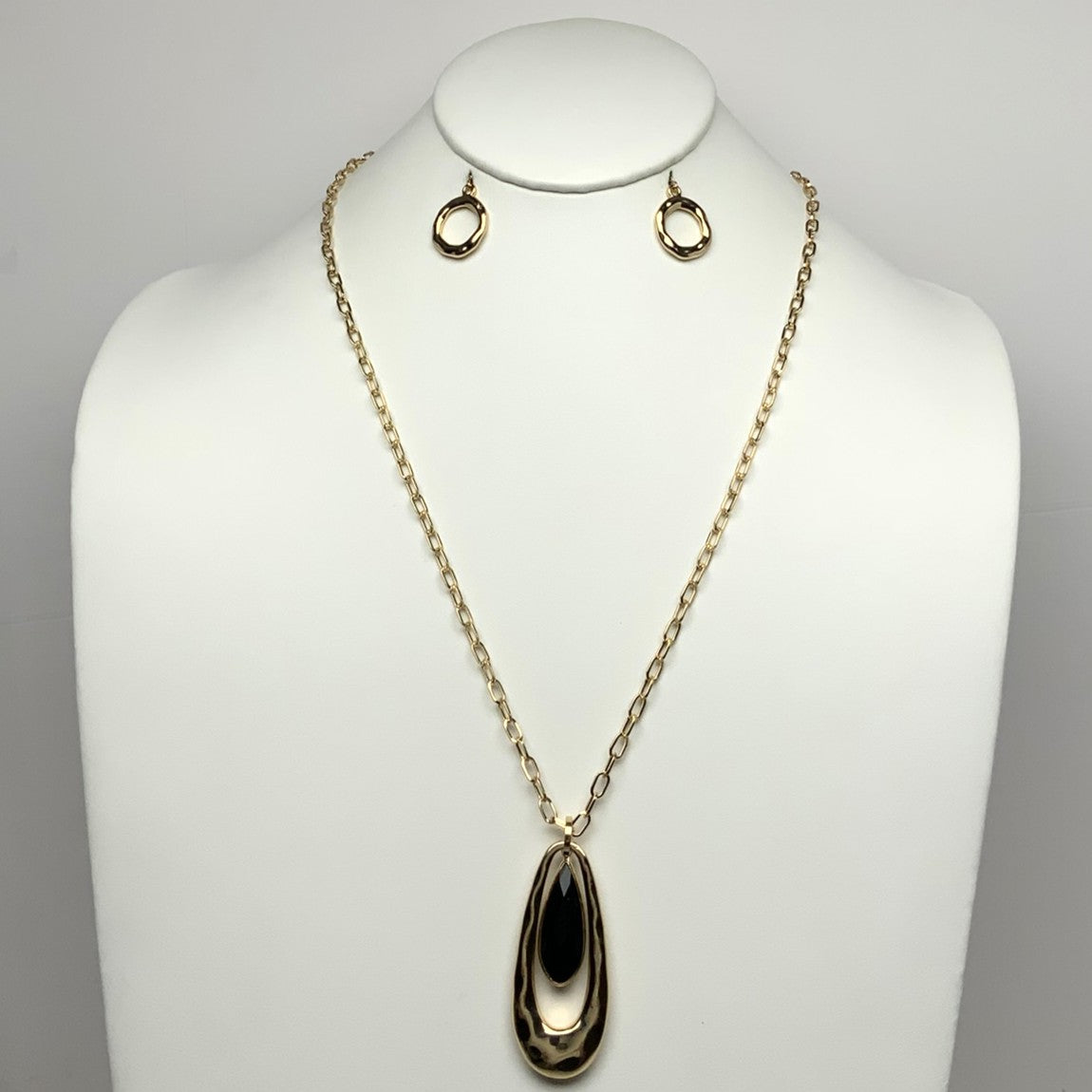 Long Raindrop Crystal Pendant Chain Necklace Set