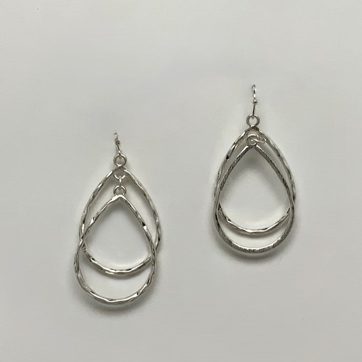 Hammered Layered Teardrop Earrings