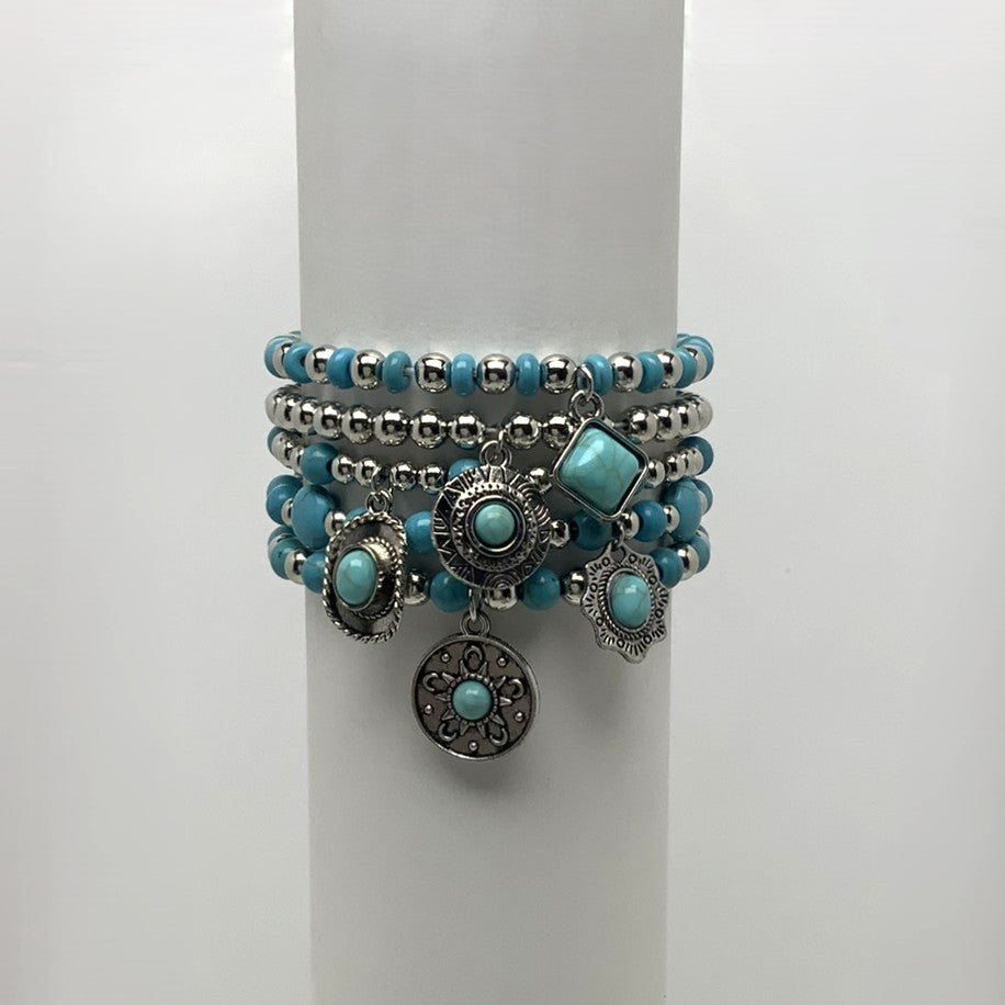 Turquoise Beaded Layered Bracelets