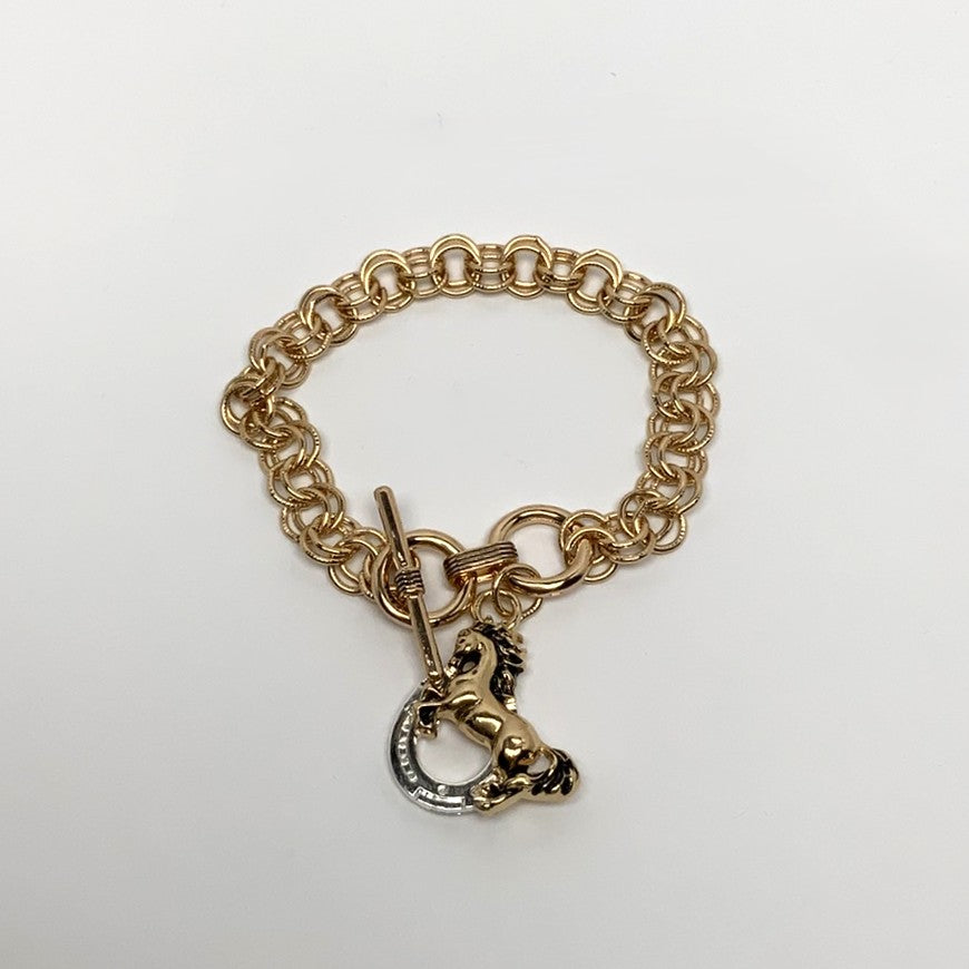 Horse Pendant Toggle Clasp Chain Bracelet