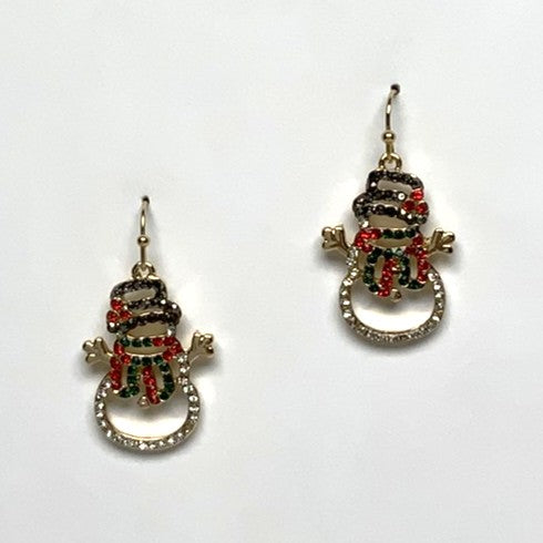 Snowman Crystal Outline Earrings