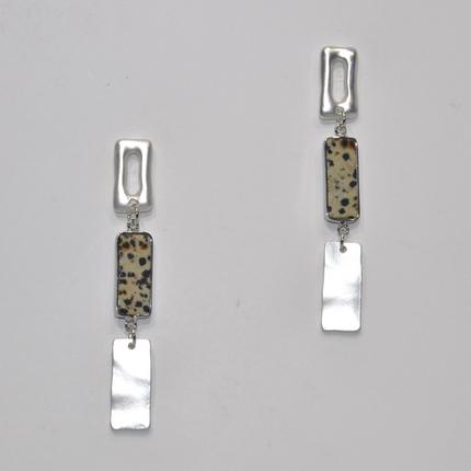 Metal and Animal Print Drop Earrings