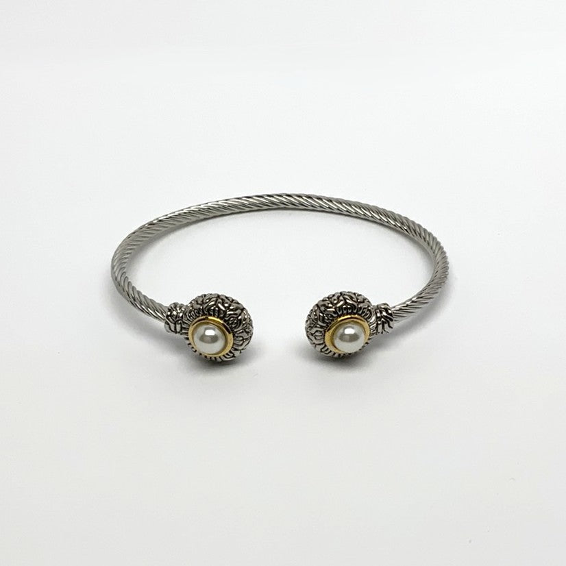 Designer Look Round Pearl Cuff Bracelet
