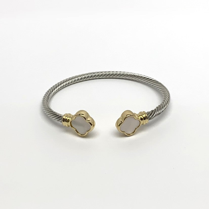 Enamel "+" Designer Look Cuff Bracelet