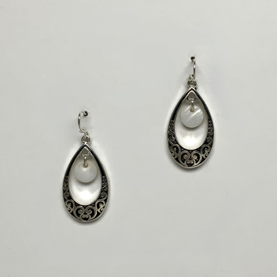 Designer Look Tear Drop with MOP Center Earring