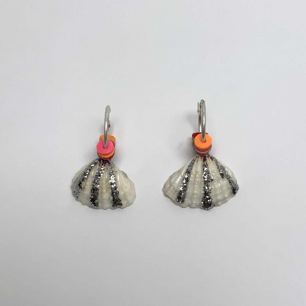 Seashell Hoop Earring with Disc Beads