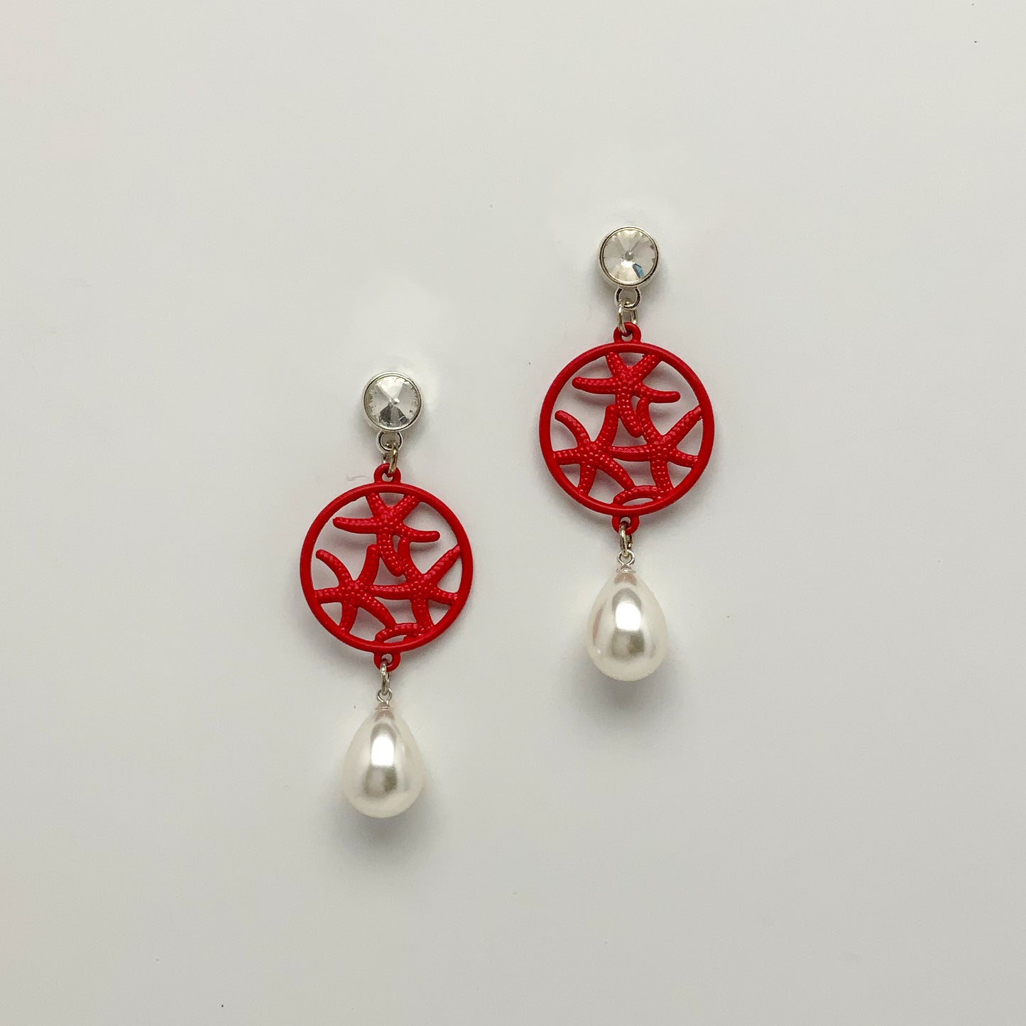 Starfish and Pearl Drop Earrings