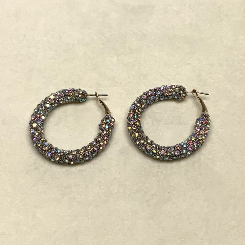 Rhinestone Bling Hoops (Half Dollar Size)