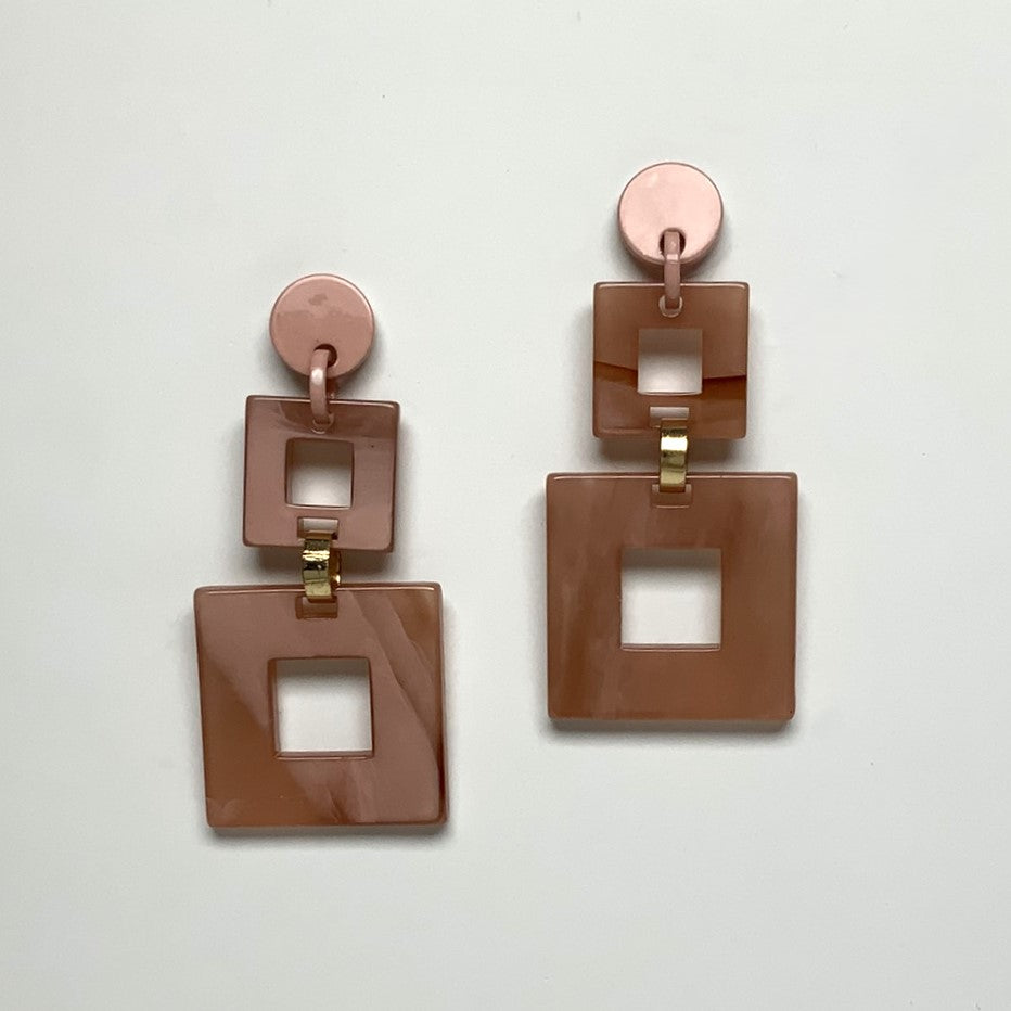 Descending Lucite Square Earrings