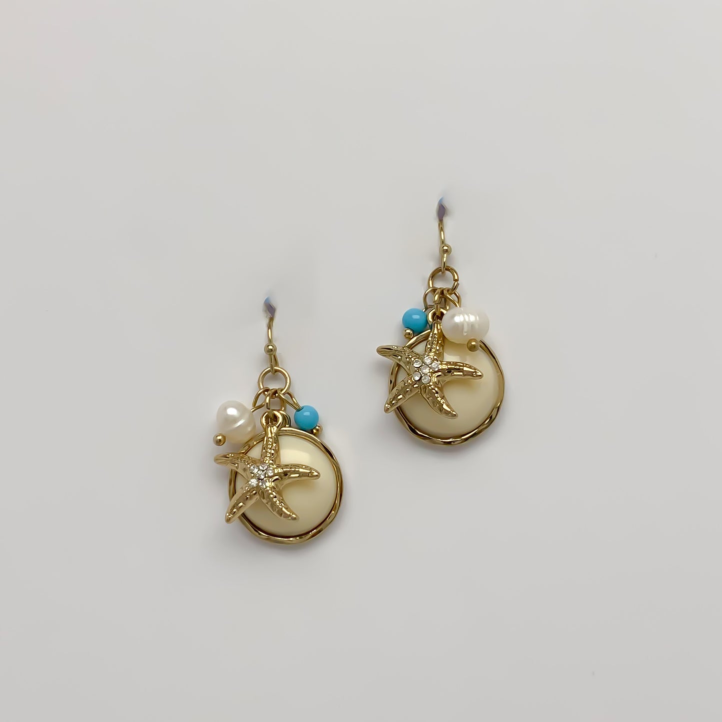 Nautical Starfish Charm Lucite Drop Earrings