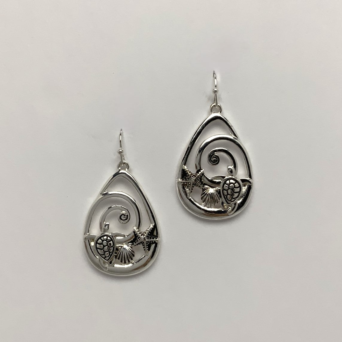 Nautical Metal Spiral Teardrop Earrings