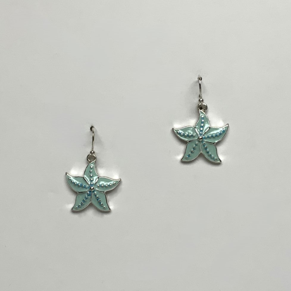 Small Enamel Starfish Dangle Earring