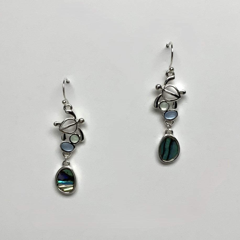Metal and Shell Turtle Dangle Earring