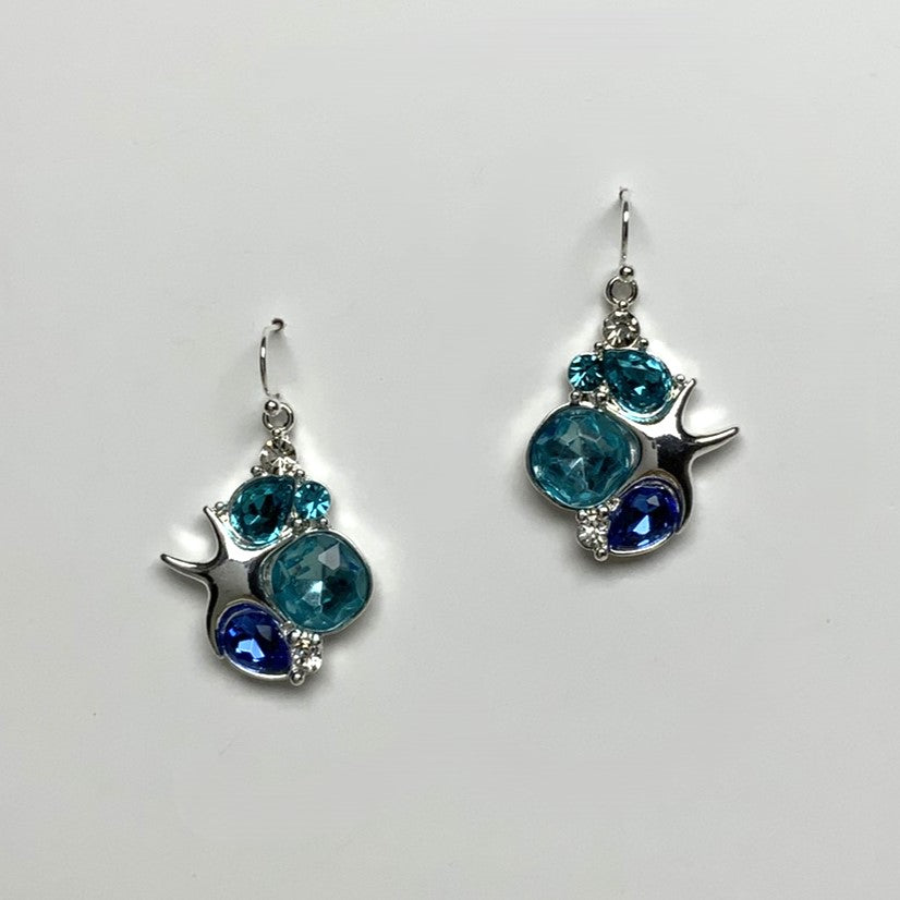 Colored Rhinestone Starfish Drop Earring