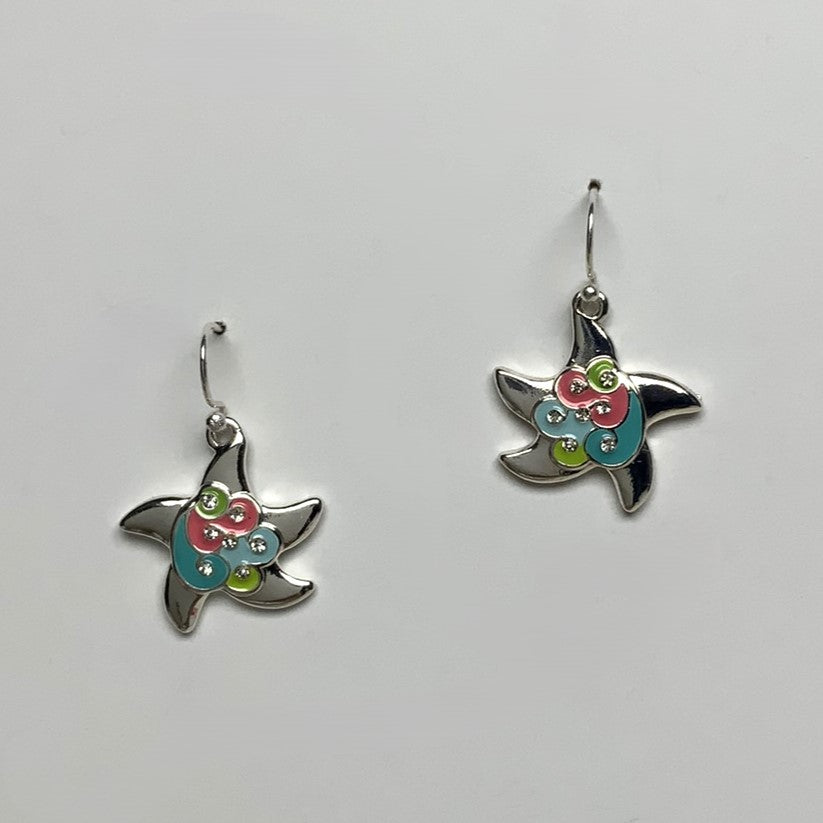 Enamel and Rhinestone Starfish Earring