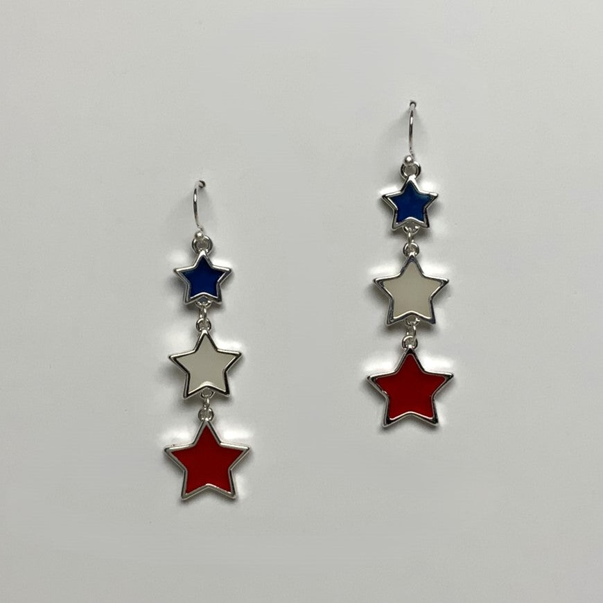 Three Tier Patriotic Star Earring