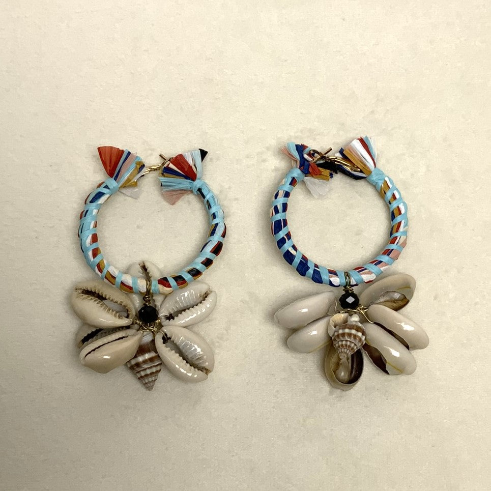 Cowrie Shell Cluster Circle Hoop Earring