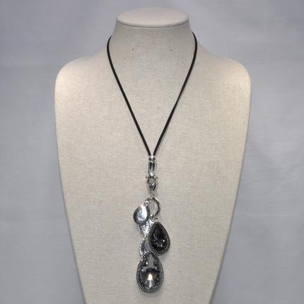 Crystal Teardrop Tassel Necklace