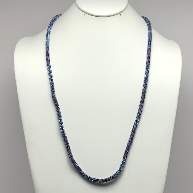 Long Single Strand Rhinestone Bling Necklace with Magnetic Closure