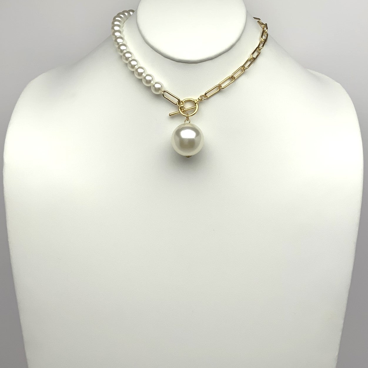 Half Chain Half Pearl Necklace