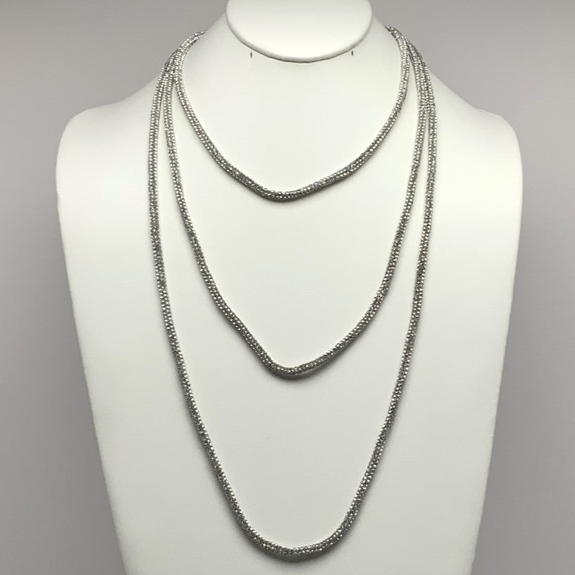 Long Three Strand Layered Rhinestone Bling Necklace