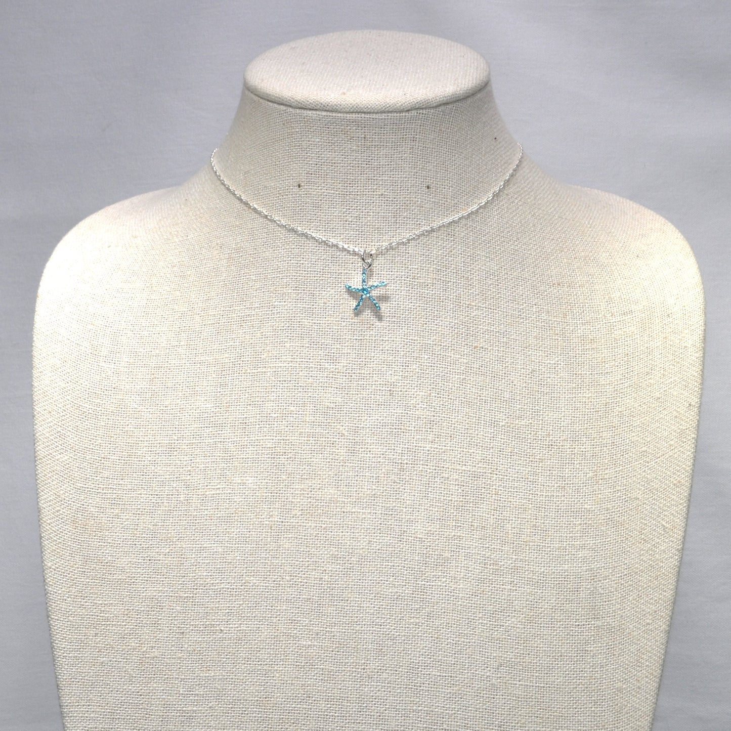 Colored Pave Rhinestone Starfish Necklace
