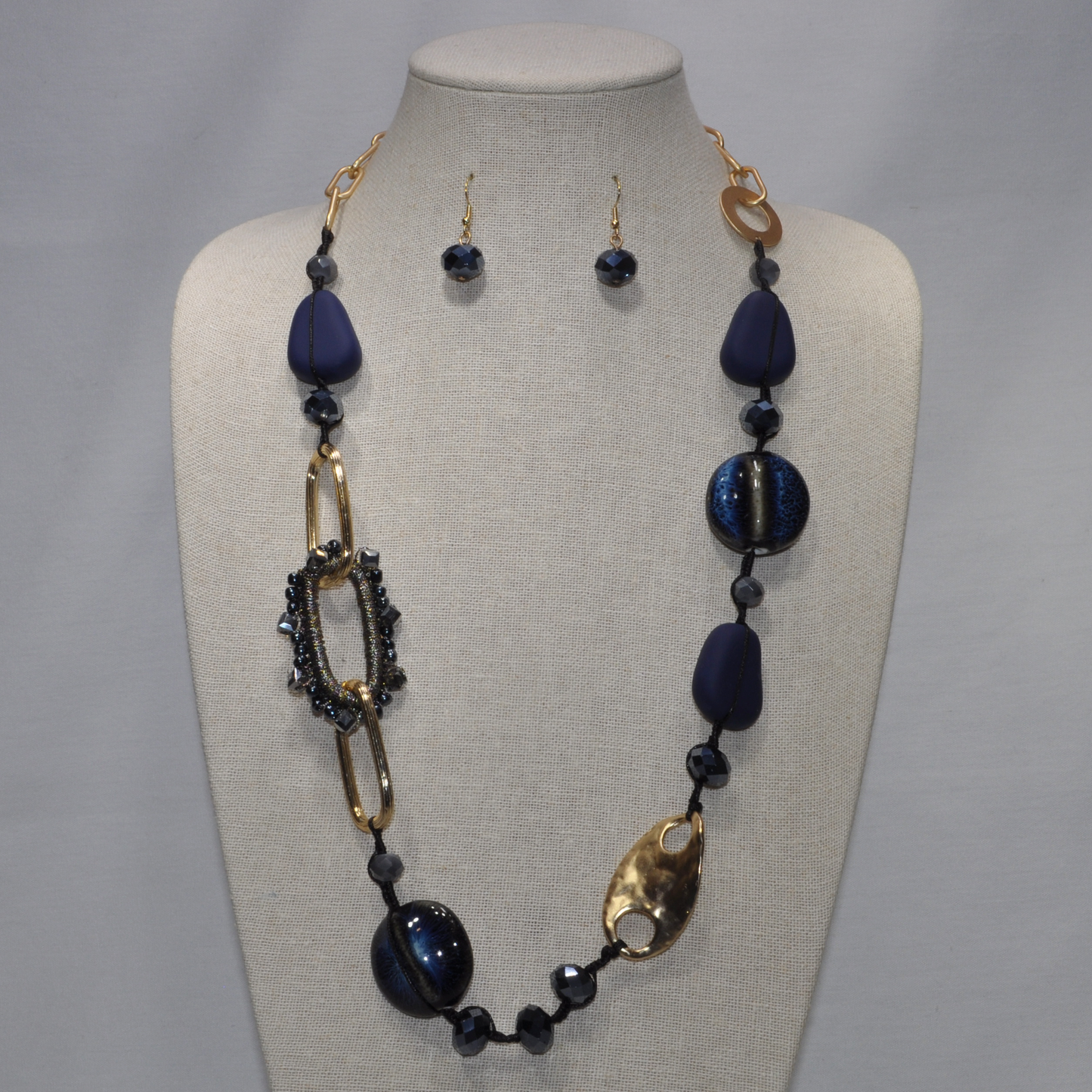 Long Chain Link with Chunky Rubber Coated and Ceramic and Metal Spacers