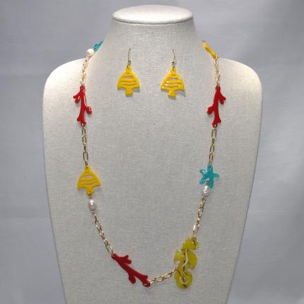 Sealife Coral Fish Chain Necklace Set