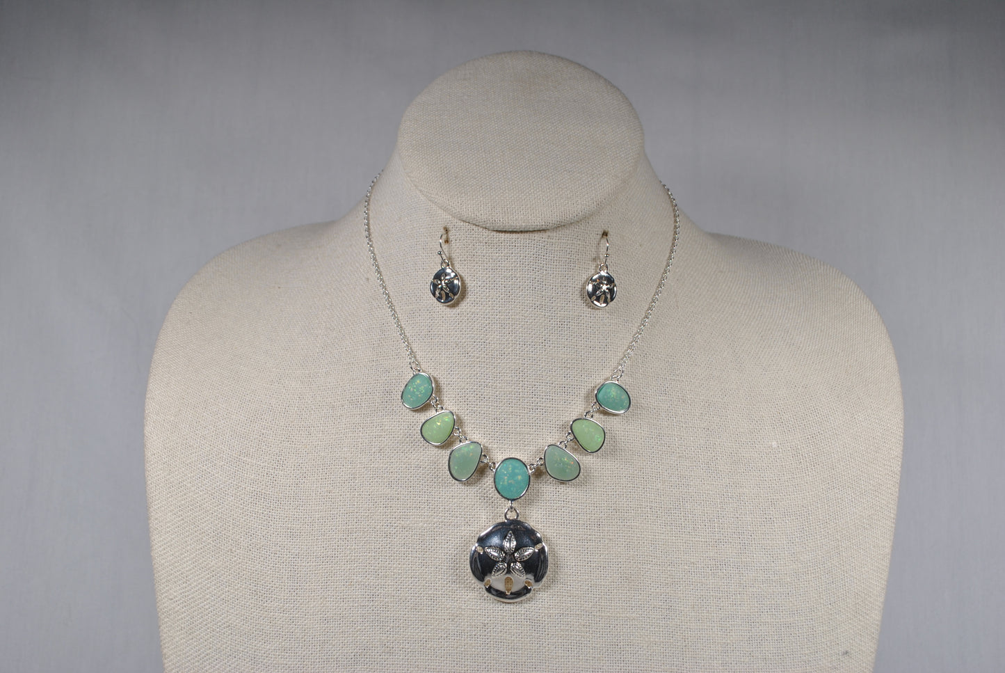 Sea Glass with Sand Dollar necklace set