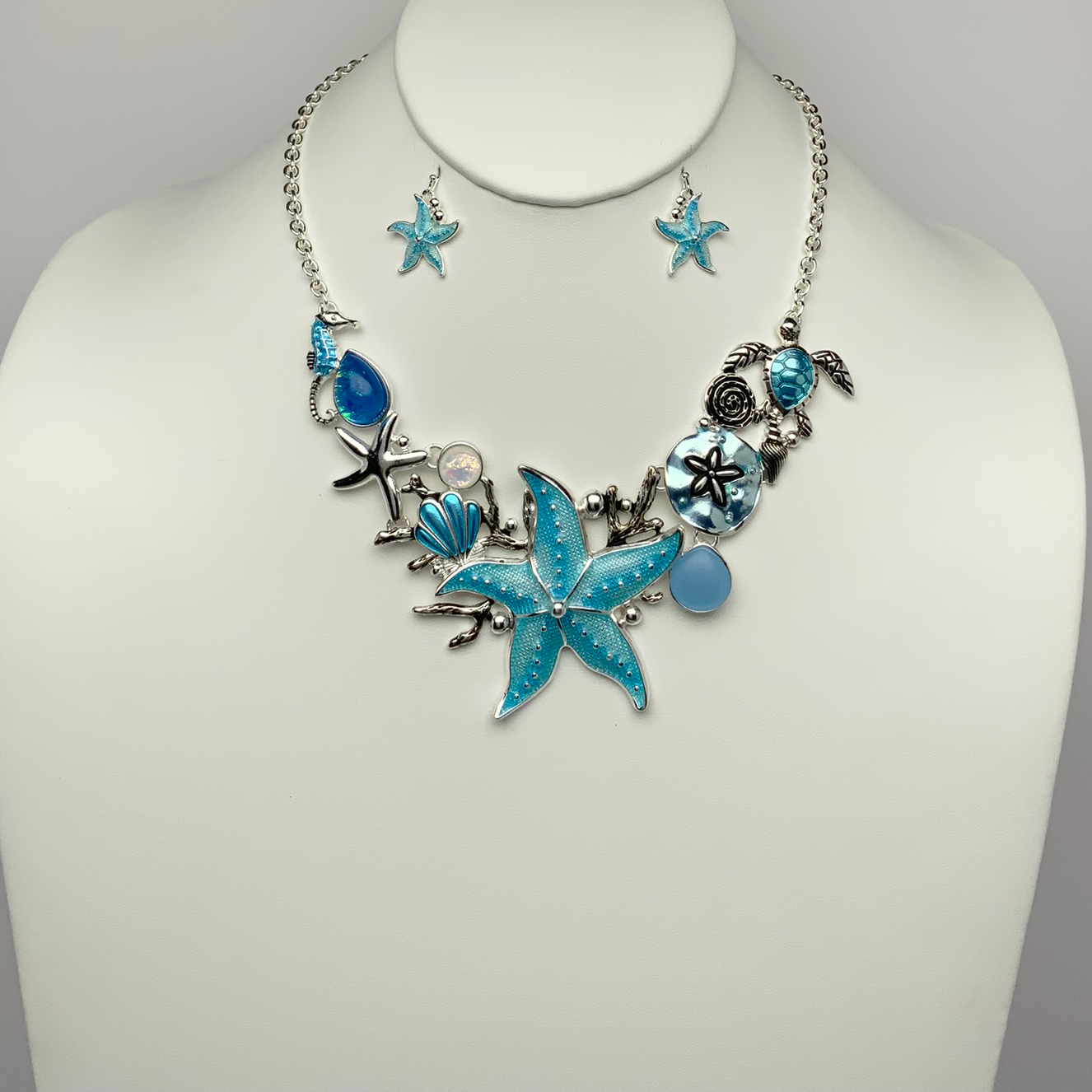 Starfish Nautical Bib Style Necklace Set