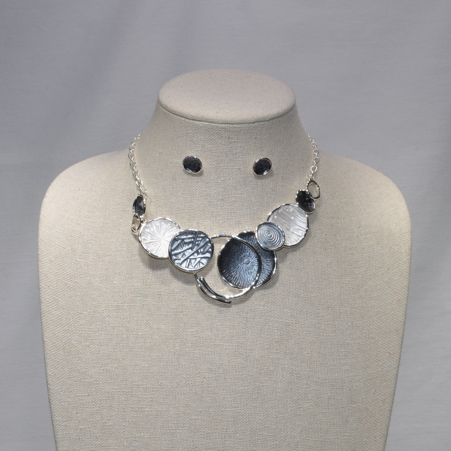 Enamel Painted Metal Bib Style Necklace Set