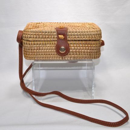 Rectangle Wood Straw Bag