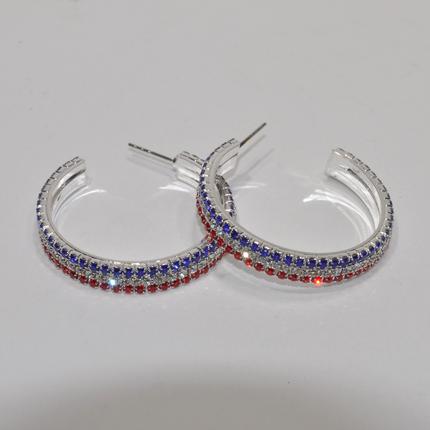 Patriotic Rhinestone Hoop Earring