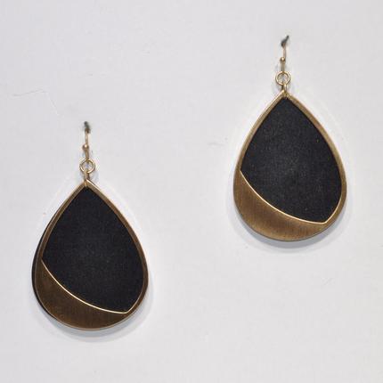 Wood And Metal Teardrop Earrings
