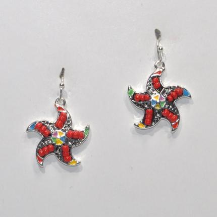 Starfish Metal And Seed Bead Earrings