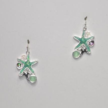 Metal and Sea Glass Starfish Earring