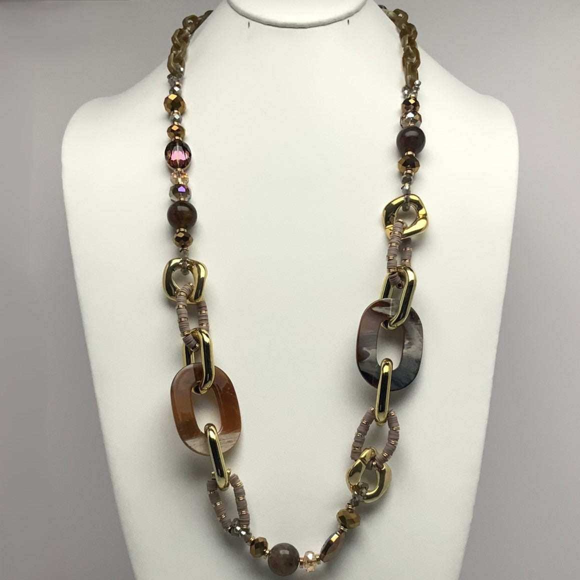 Beaded Lucite Linked Necklace